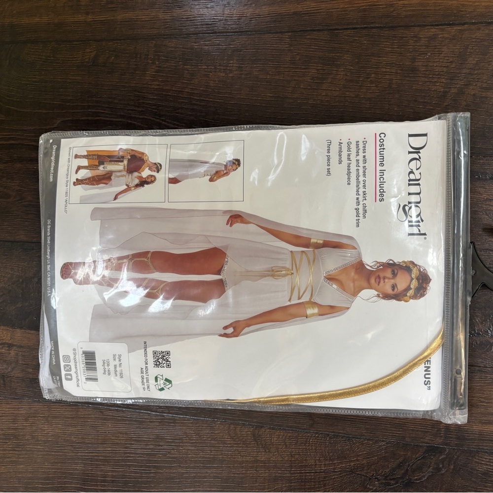 Dreamgirl White and Gold Goddess Costume - Picture 2 of 3